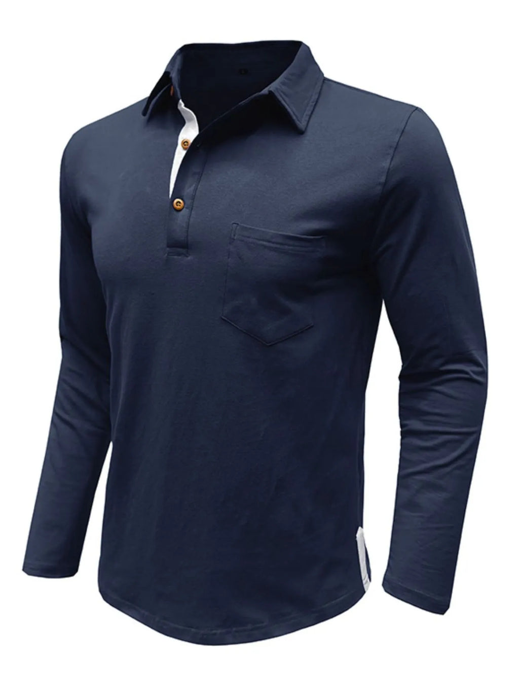 Men's Long Sleeve Polo Shirt with Chest Pocket - Men's Polo shirt by Trendsi | Available at Handbags Specialist Headquarter