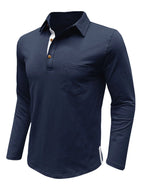 Men's Long Sleeve Polo Shirt with Chest Pocket - Men's Polo shirt by Trendsi | Available at Handbags Specialist Headquarter