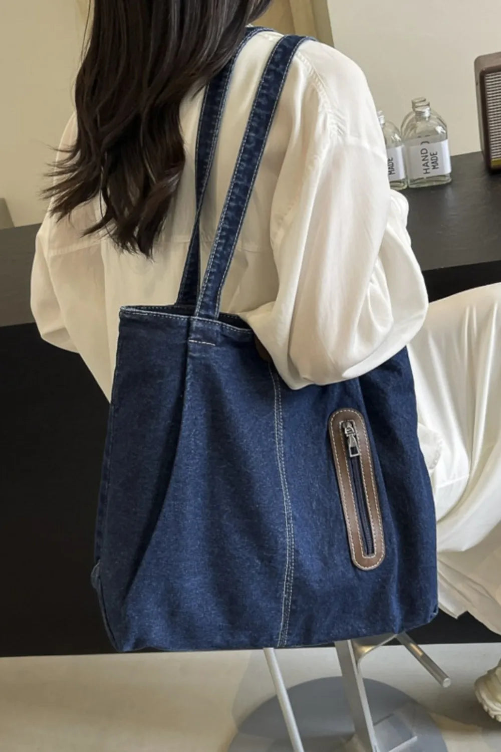 Medium Denim Tote Bag - Tote Bag by Trendsi | Available at Handbags Specialist Headquarter