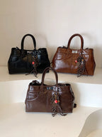 PU Leather Handbag with Pendant - Tote Bag by Trendsi | Available at Handbags Specialist Headquarter