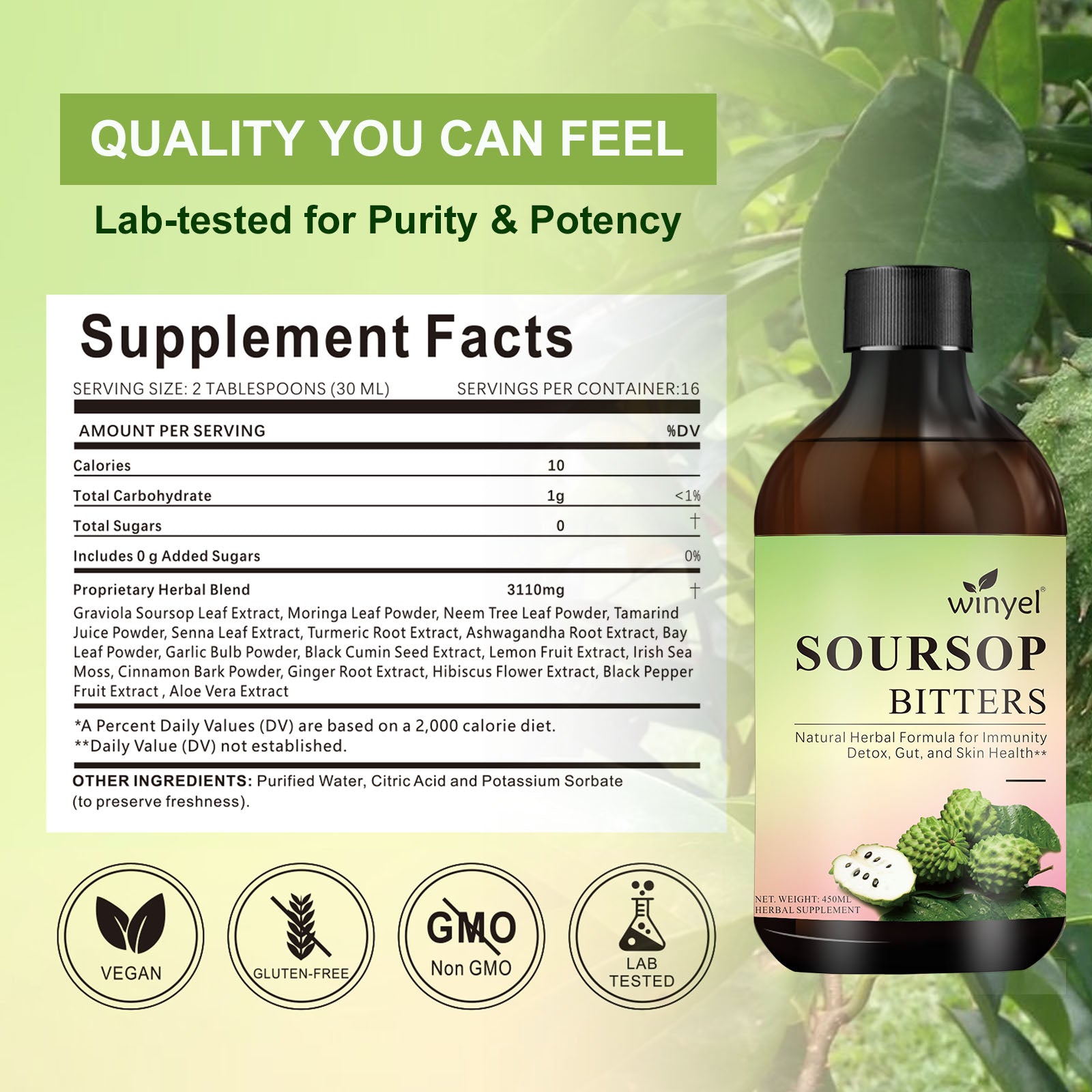 Soursop Liquid with Moringa & Turmeric for Digestion