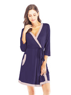 Tie Waist Surplice Neck Robe with Pockets - Sleepwear by Trendsi | Available at Handbags Specialist Headquarter