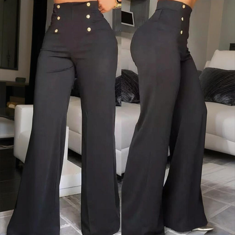 ChicWave: Double-Breasted High-Waist Trousers