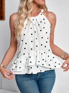 Ruffled Printed Halter Neck Cami Top - Tops by Trendsi | Available at Handbags Specialist Headquarter