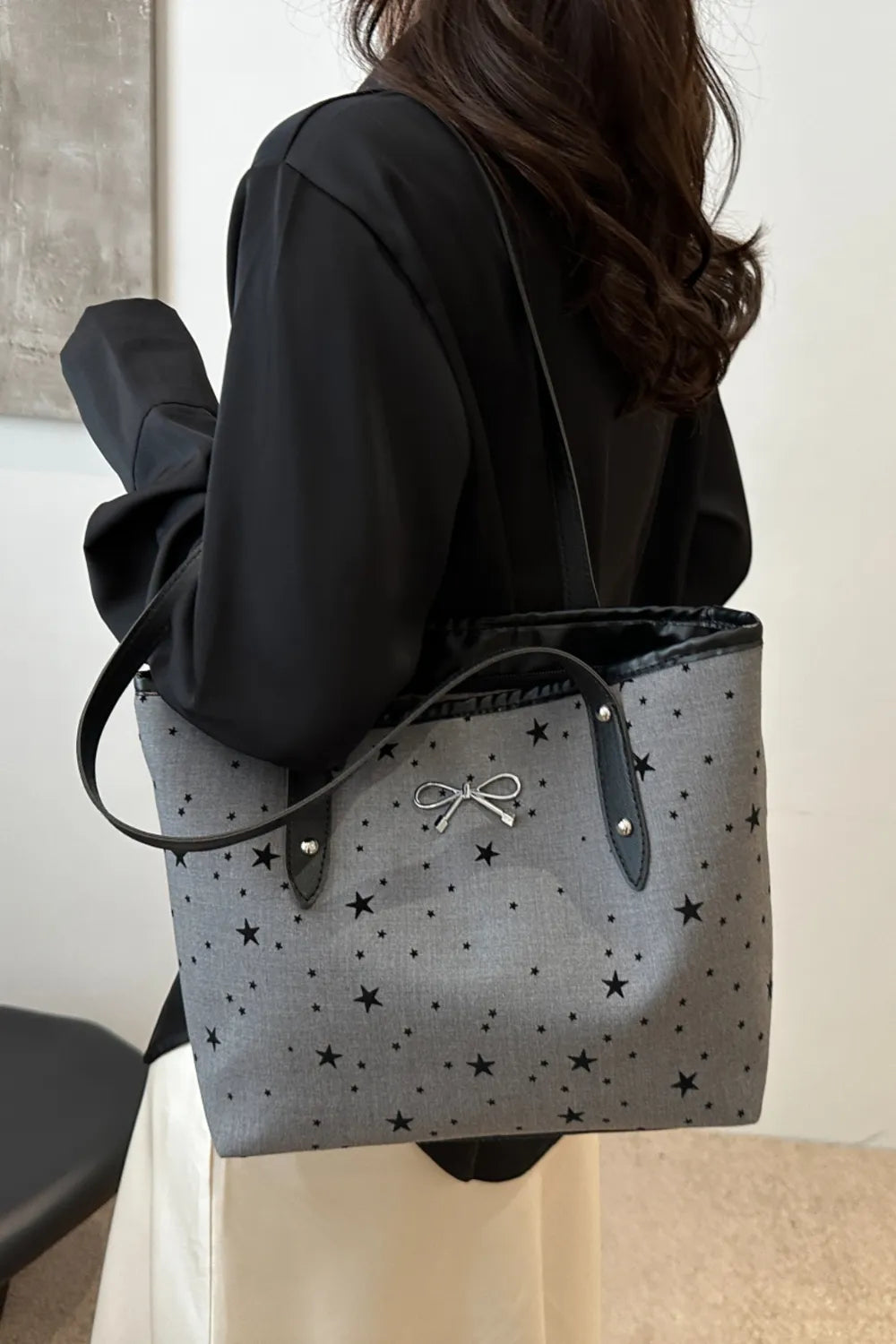 Bow Trim Polyester Tote Bag - Tote Bag by Trendsi | Available at Handbags Specialist Headquarter
