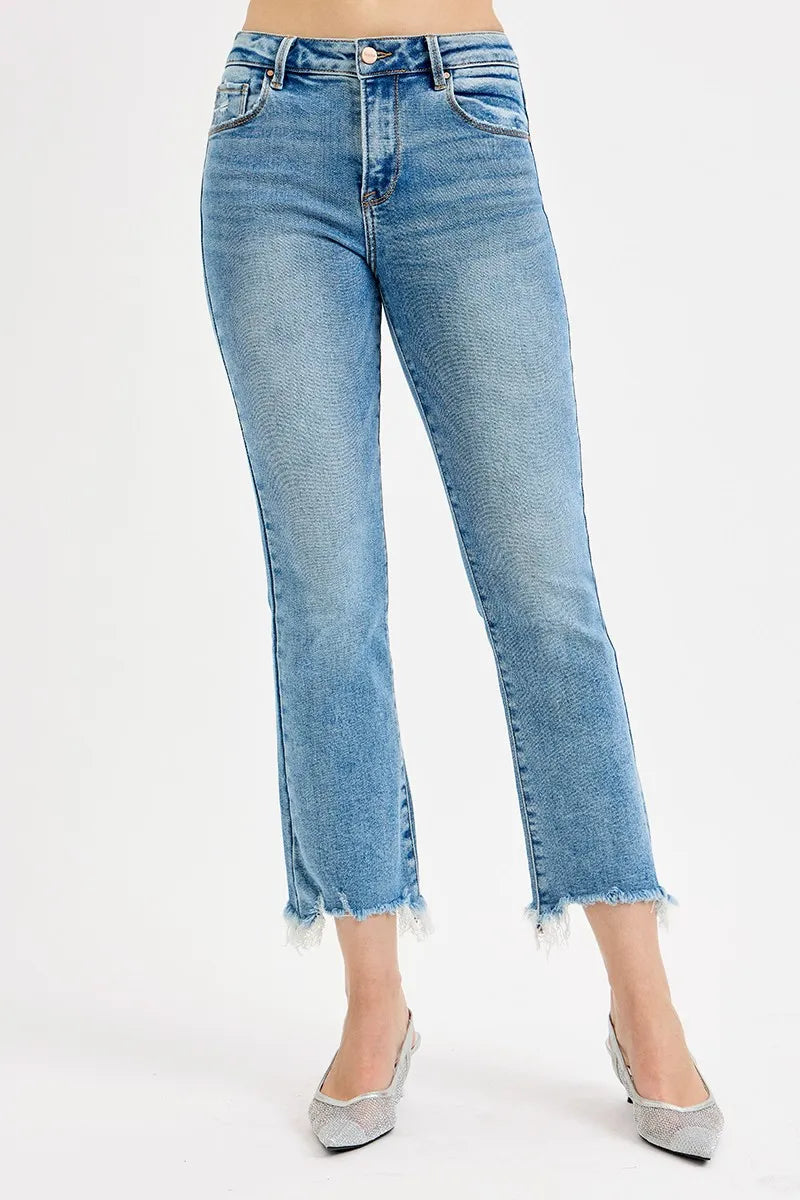 RISEN Full Size High Rise Crop Straight Slim Jeans Plus Size - Women / Jeans & Denim by Trendsi | Available at Handbags Specialist Headquarter