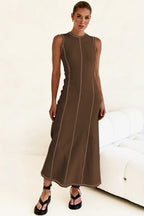 Contrast Stitching Maxi Tank Dress - Maxi Dress by Trendsi | Available at Handbags Specialist Headquarter