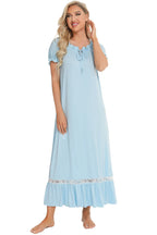 Lace Detail Short Sleeve Lounge Dress - Sleepwear by Trendsi | Available at Handbags Specialist Headquarter