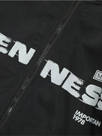 Men's Letter Zip Up Hooded Windbreaker Jacket - Men's jackets by Trendsi | Available at Handbags Specialist Headquarter