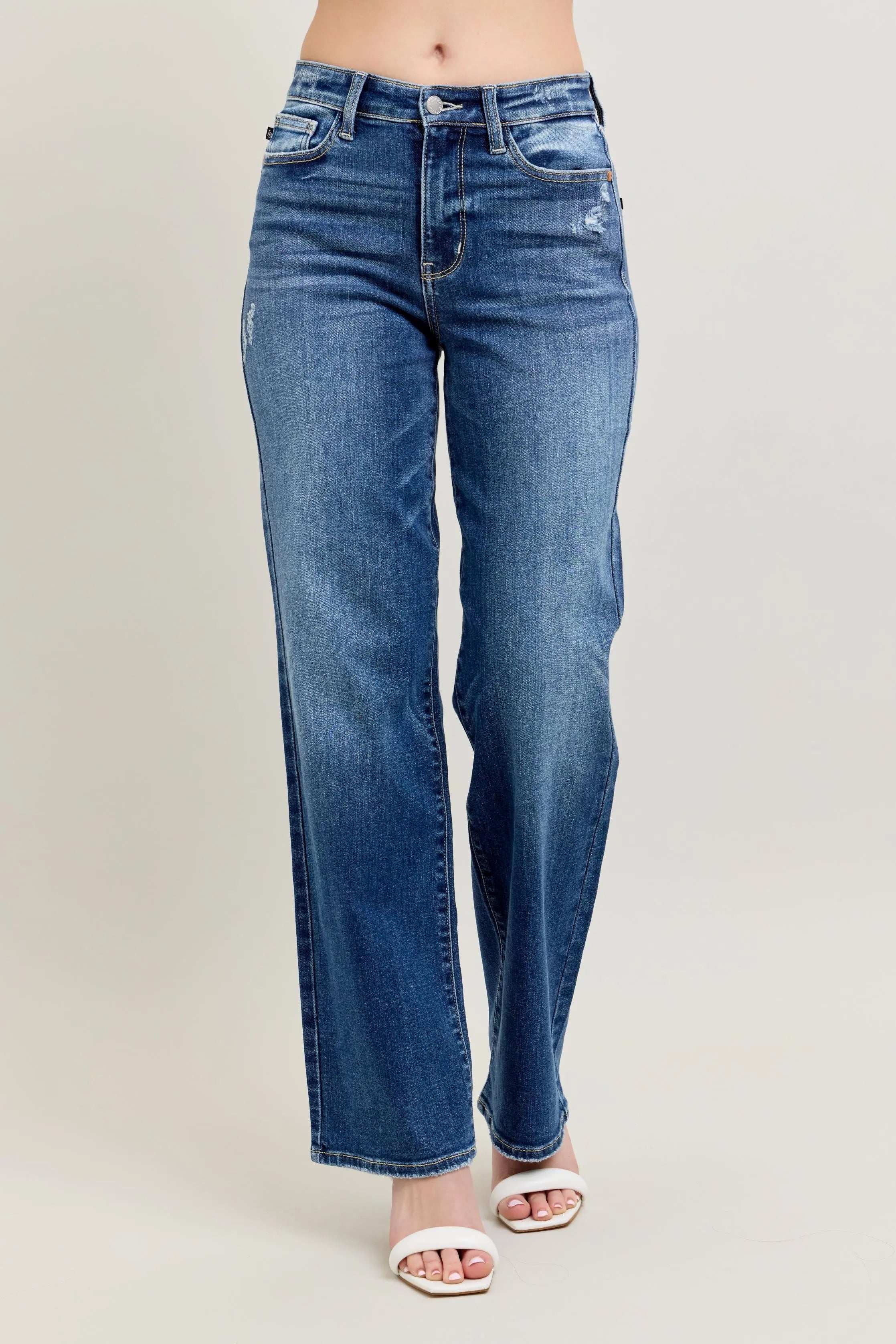 Judy Blue Full Size High Waist 90's Straight Leg Jeans Plus Size - Women / Jeans & Denim by Trendsi | Available at Handbags Specialist Headquarter