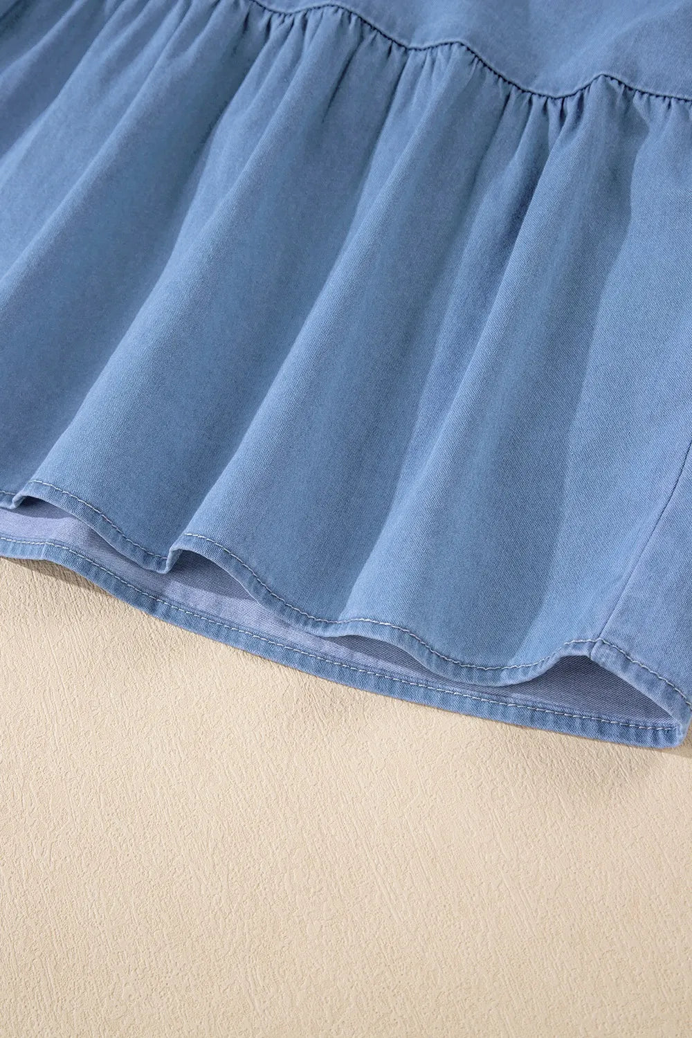 Ruffled Spaghetti Straps Denim Tank Top - Women / Jeans & Denim by Trendsi | Available at Handbags Specialist Headquarter