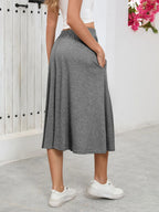 Elastic Waist Skirt With Pockets - Skirts by Trendsi | Available at Handbags Specialist Headquarter