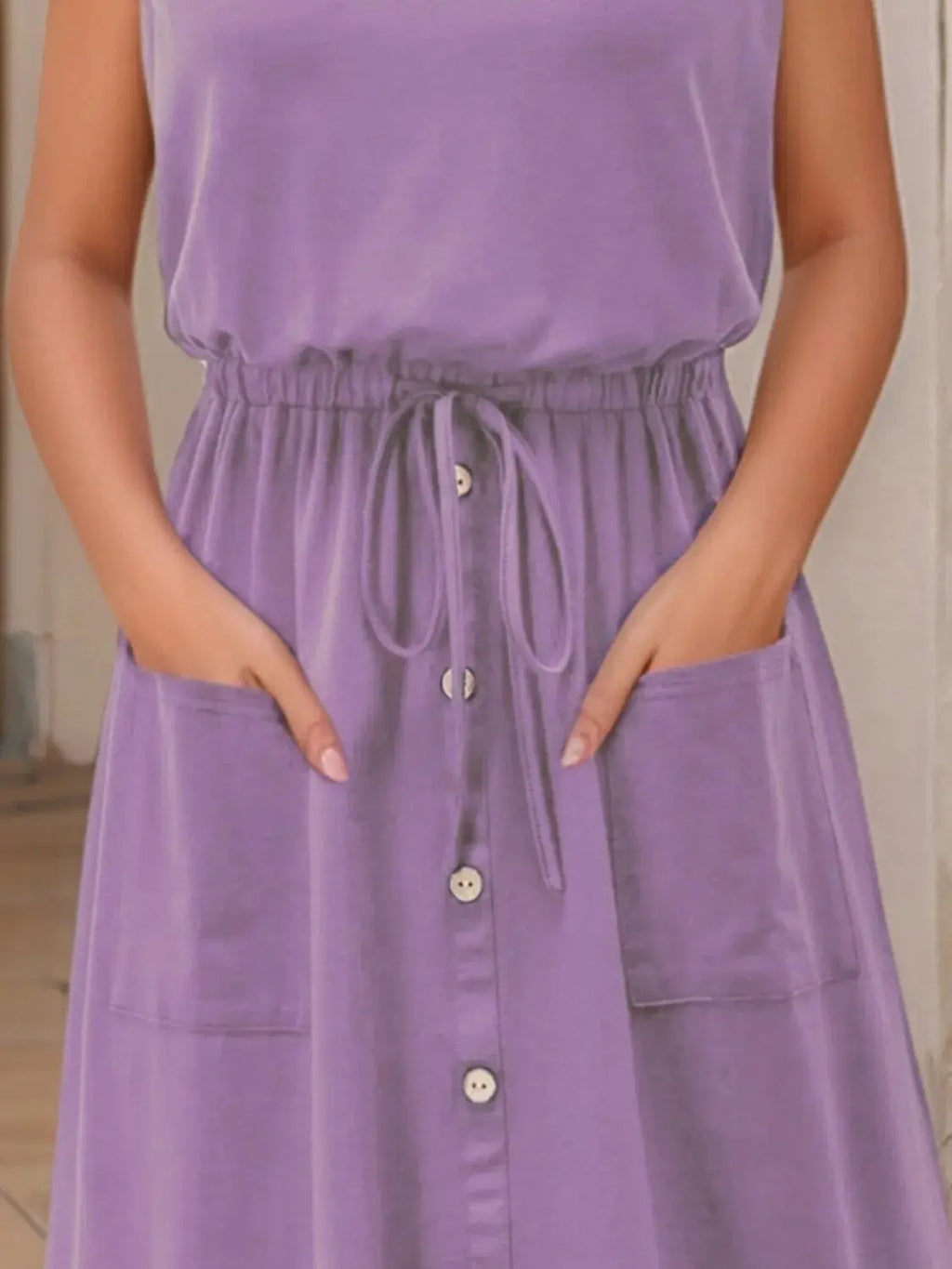 Full Size Round Neck Sleeveless Tank Dress Plus Size - Women Plus Size by Trendsi | Available at Handbags Specialist Headquarter