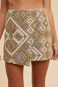 Annie Wear Ethic Woven Jacquard Wrap Mini Skirt - Skirts by Trendsi | Available at Handbags Specialist Headquarter