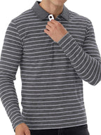 Men's Striped Long Sleeve Polo Shirt - Men's Polo shirt by Trendsi | Available at Handbags Specialist Headquarter