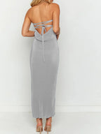 Lace-Up Back Tube Maxi Dress - Maxi Dress by Trendsi | Available at Handbags Specialist Headquarter