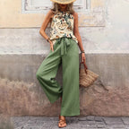 Breezy Chic: Halter Crop & Wide Leg Pants Set