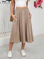 Elastic Waist Skirt With Pockets - Skirts by Trendsi | Available at Handbags Specialist Headquarter