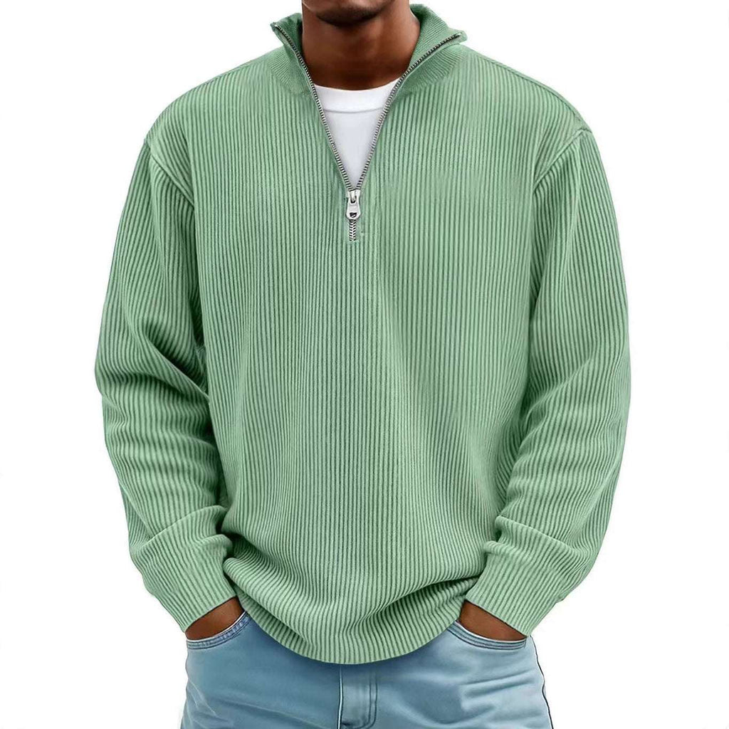CozyCord Zip Polo: Men's Warm Stand Collar Top - 100001871 by Trendsi | Available at Handbags Specialist Headquarter