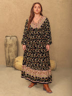 Plus Size Floral V-Neck Balloon Sleeve Dress - Dresses by Trendsi | Available at Handbags Specialist Headquarter