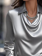 Full Size Long Sleeve Blouse with Collar Plus Size - Tops by Trendsi | Available at Handbags Specialist Headquarter