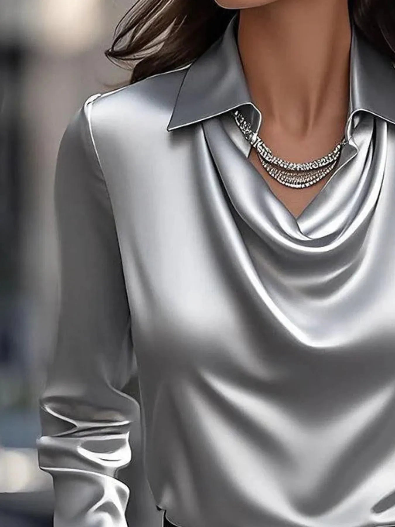 Full Size Long Sleeve Blouse with Collar Plus Size - Tops by Trendsi | Available at Handbags Specialist Headquarter