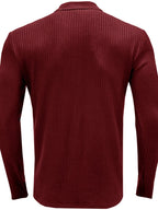 Men's Ribbed Knit Long Sleeve Polo - Men's Polo shirt by Trendsi | Available at Handbags Specialist Headquarter