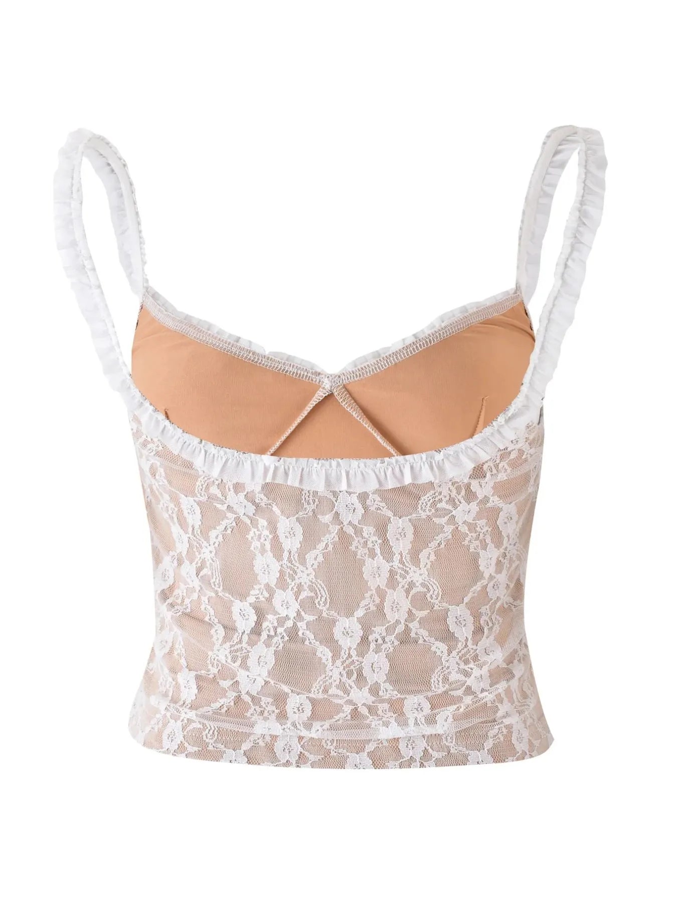 Lace Cami Top with Frill Straps - Tops by Trendsi | Available at Handbags Specialist Headquarter
