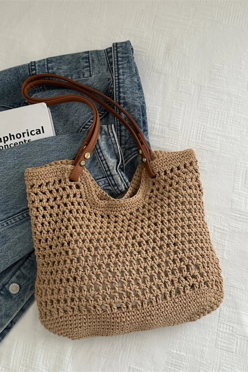 Openwork Woven Tote Bag - Tote Bag by Trendsi | Available at Handbags Specialist Headquarter