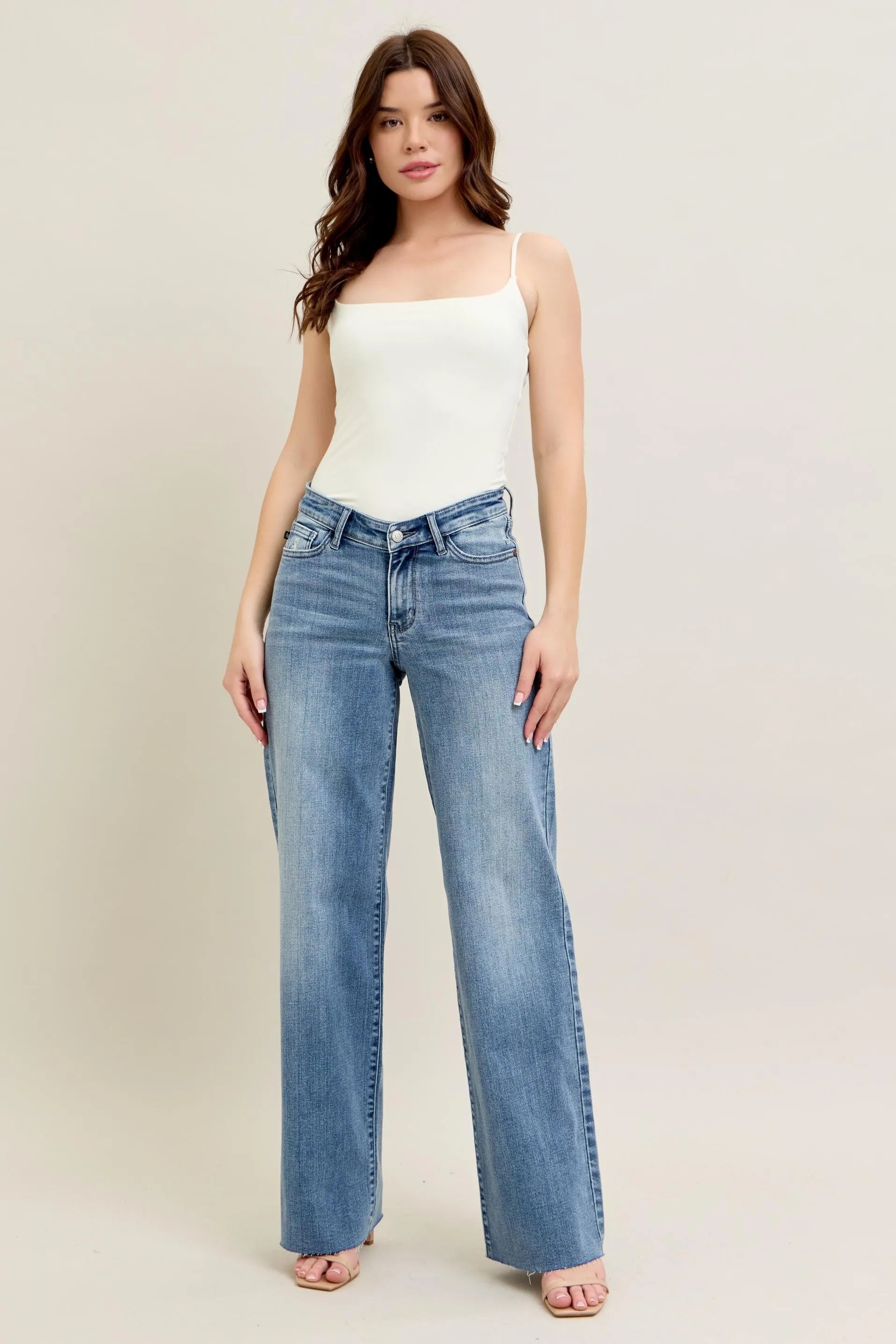 Judy Blue Full Size V - Front Baggy Jeans Plus Size - Women / Jeans & Denim by Trendsi | Available at Handbags Specialist Headquarter