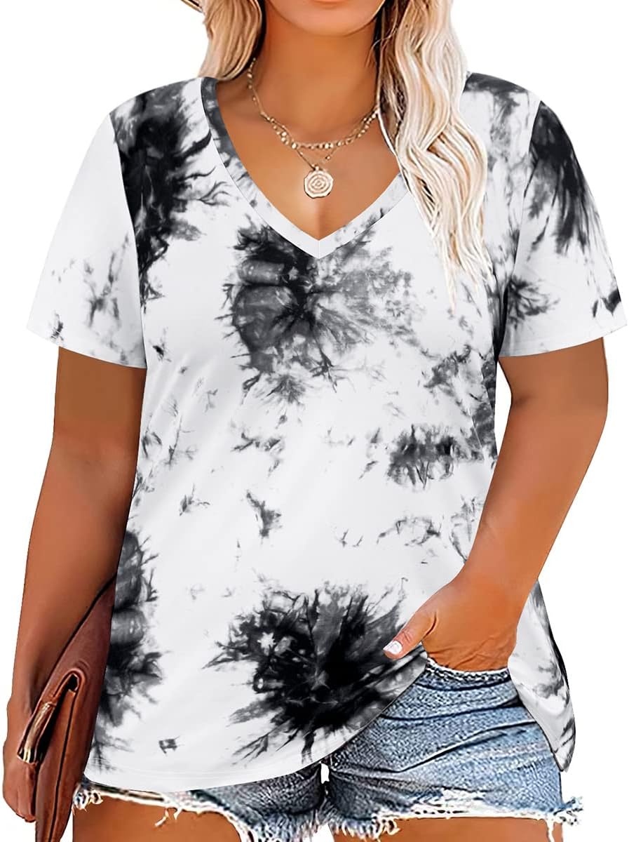 Floral V-Neck Plus Size Tunic Tops for Women - Women's T Shirts by Handbags Specialist Headquarter | Available at Handbags Specialist Headquarter