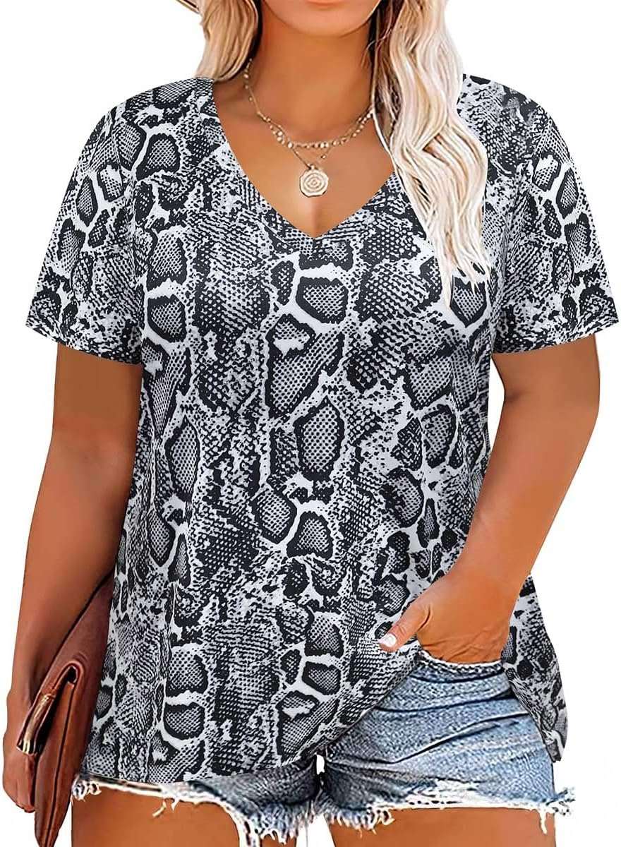 Floral V-Neck Plus Size Tunic Tops for Women - Women's T Shirts by Handbags Specialist Headquarter | Available at Handbags Specialist Headquarter