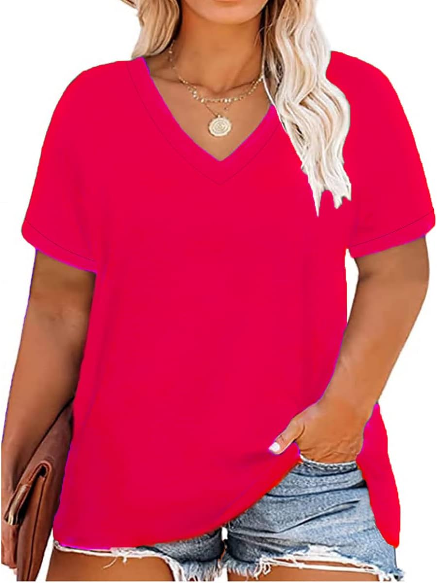 Floral V-Neck Plus Size Tunic Tops for Women - Women's T Shirts by Handbags Specialist Headquarter | Available at Handbags Specialist Headquarter