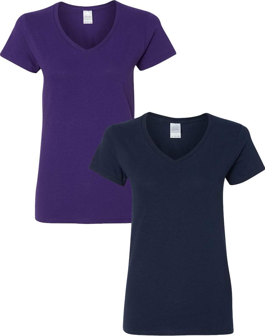 Gildan V-Neck Cotton Tee Duo for Women - Women's T Shirts by Handbags Specialist Headquarter | Available at Handbags Specialist Headquarter