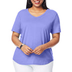 Hanes Plus Size V-Neck Cotton Tee for Women - Women's T Shirts by Handbags Specialist Headquarter | Available at Handbags Specialist Headquarter