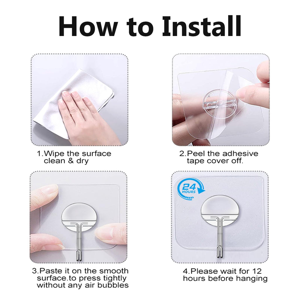 Heavy Duty Transparent Wall Hooks - 8 Pack - Decor by Handbags Specialist Headquarter | Available at Handbags Specialist Headquarter