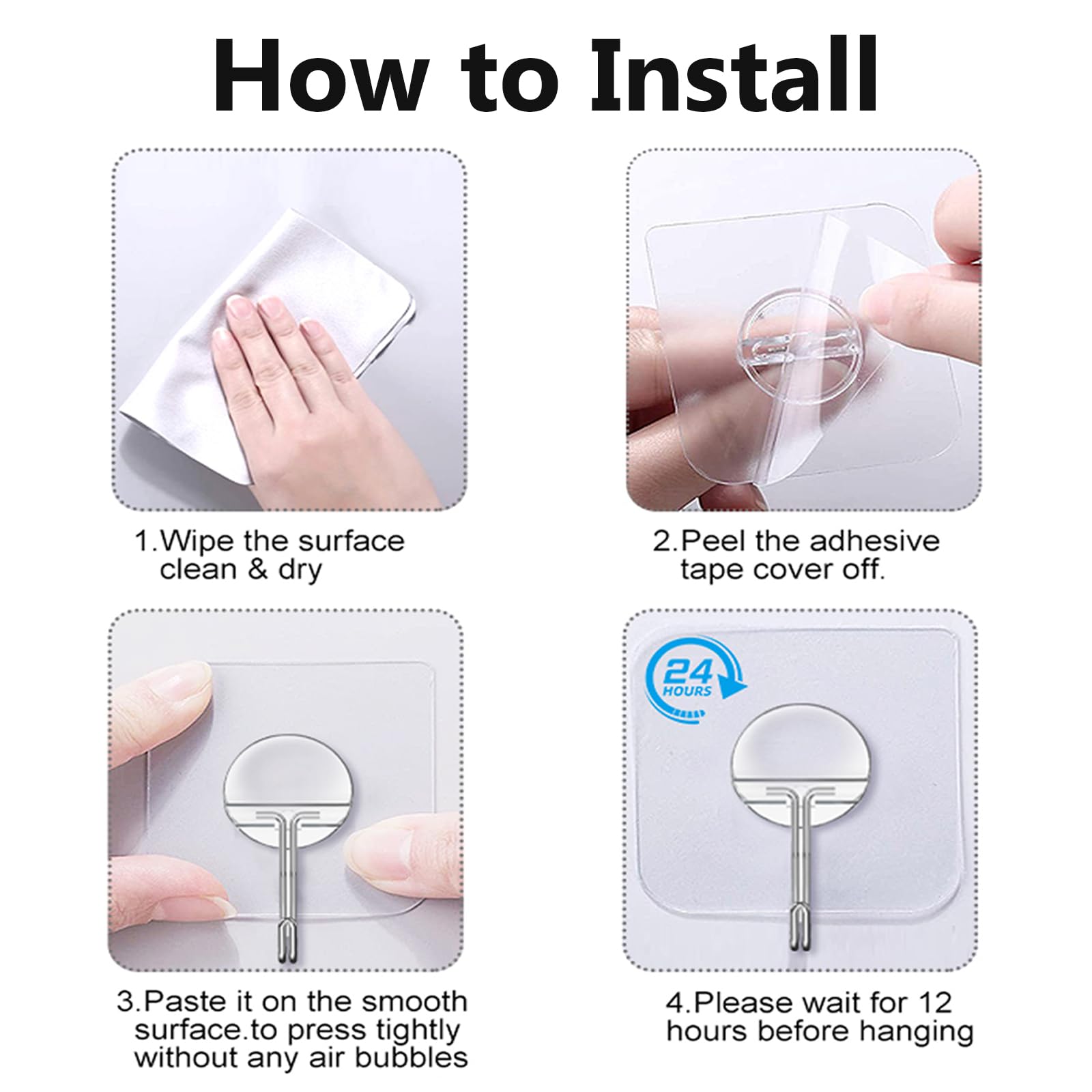 Heavy Duty Transparent Wall Hooks - 8 Pack - Decor by Handbags Specialist Headquarter | Available at Handbags Specialist Headquarter