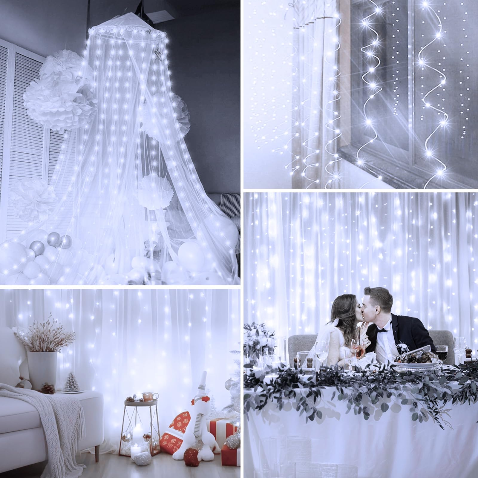 Minetom 300 LED Dimmable Fairy Curtain Lights - Decor by Handbags Specialist Headquarter | Available at Handbags Specialist Headquarter