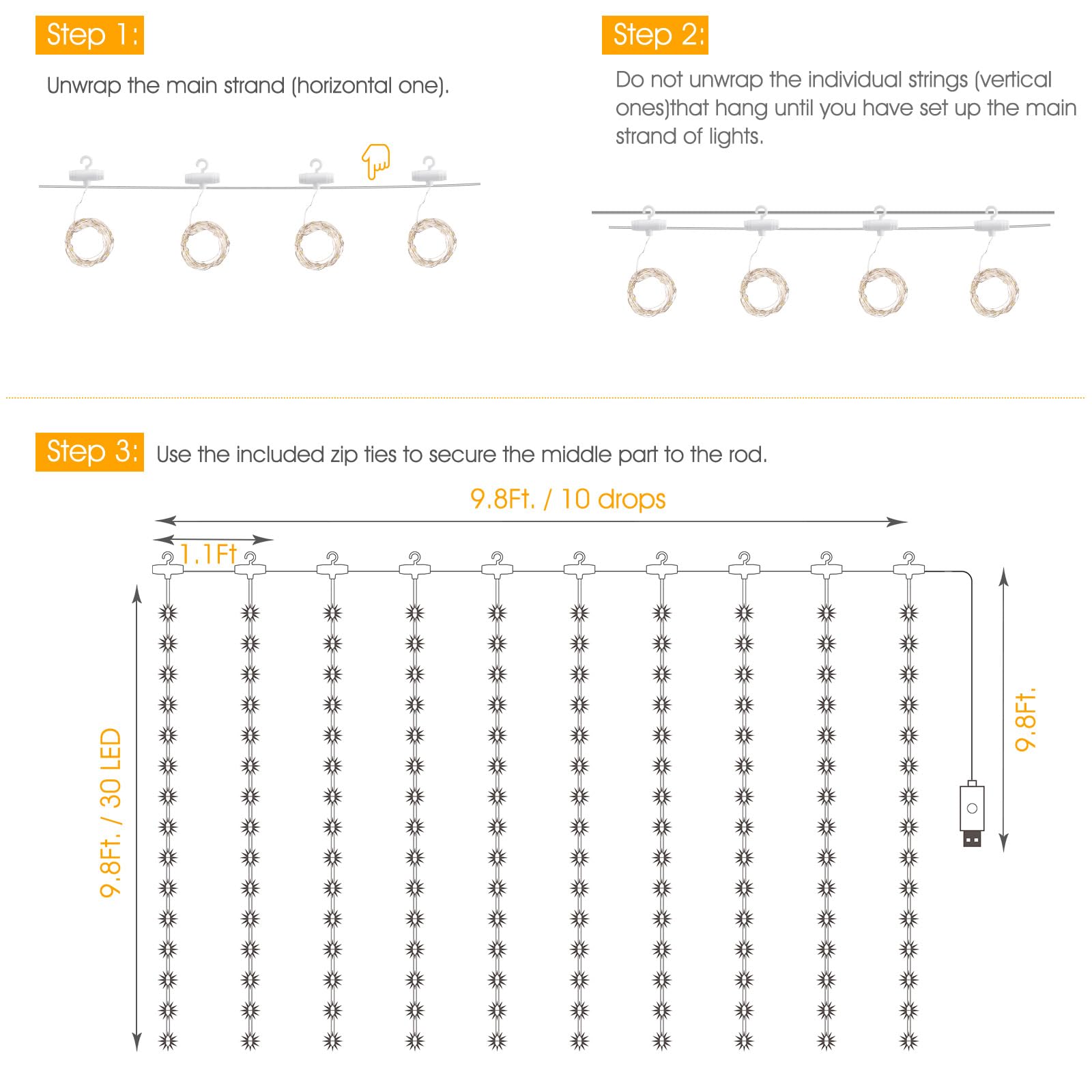 Minetom 300 LED Dimmable Fairy Curtain Lights - Decor by Handbags Specialist Headquarter | Available at Handbags Specialist Headquarter