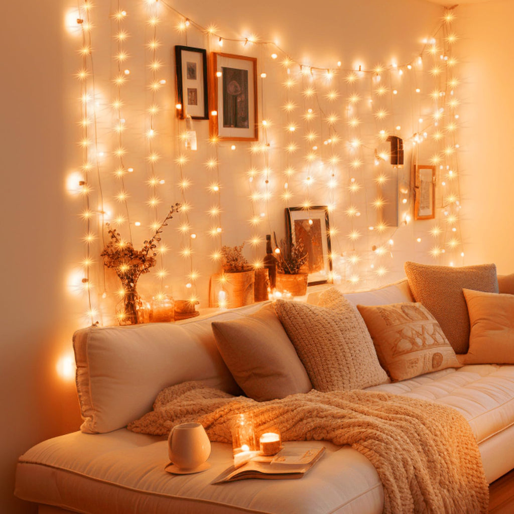 Minetom 300 LED Dimmable Fairy Curtain Lights - Decor by Handbags Specialist Headquarter | Available at Handbags Specialist Headquarter