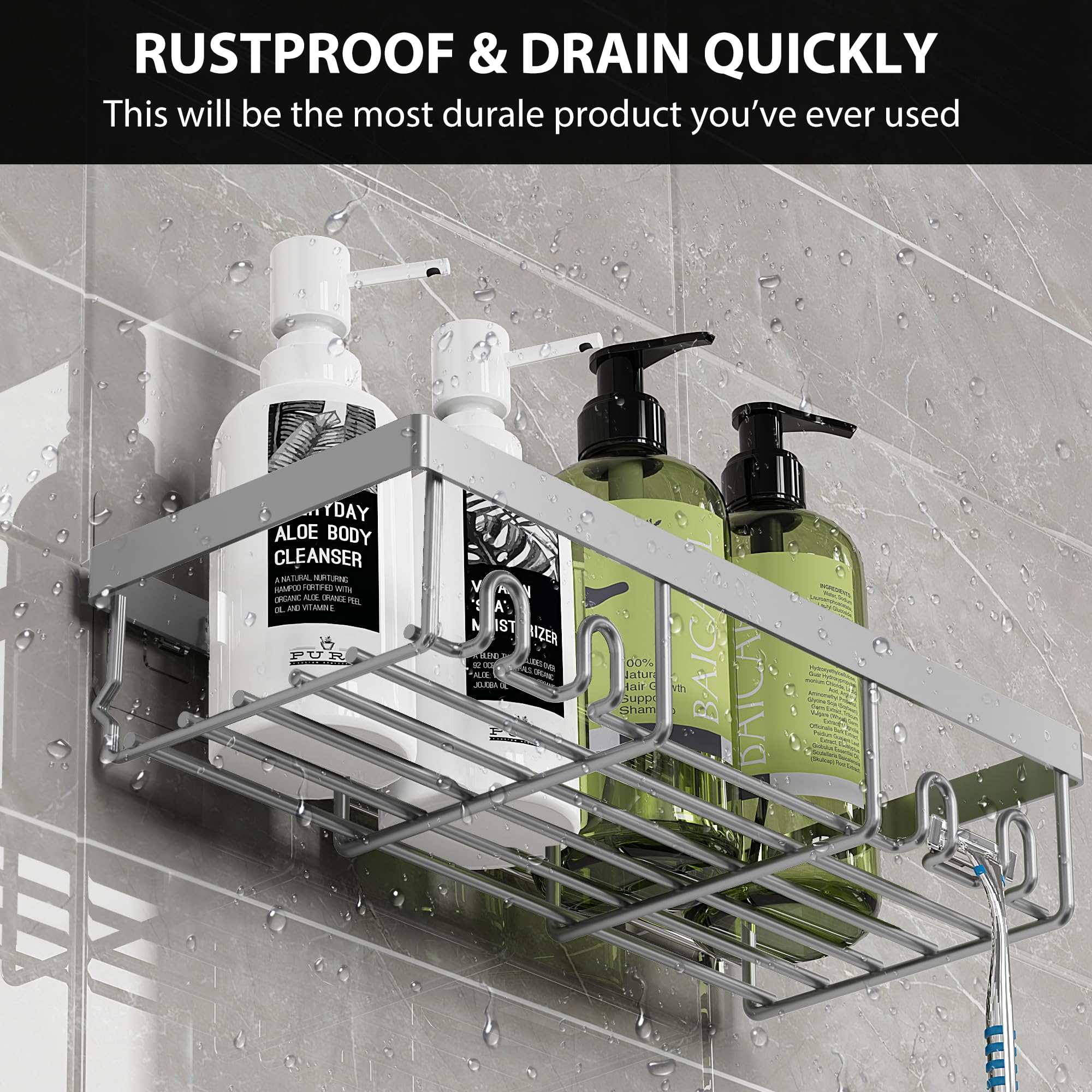 Moforoco Adhesive Shower Caddy Shelf Organizer - Decor by Handbags Specialist Headquarter | Available at Handbags Specialist Headquarter