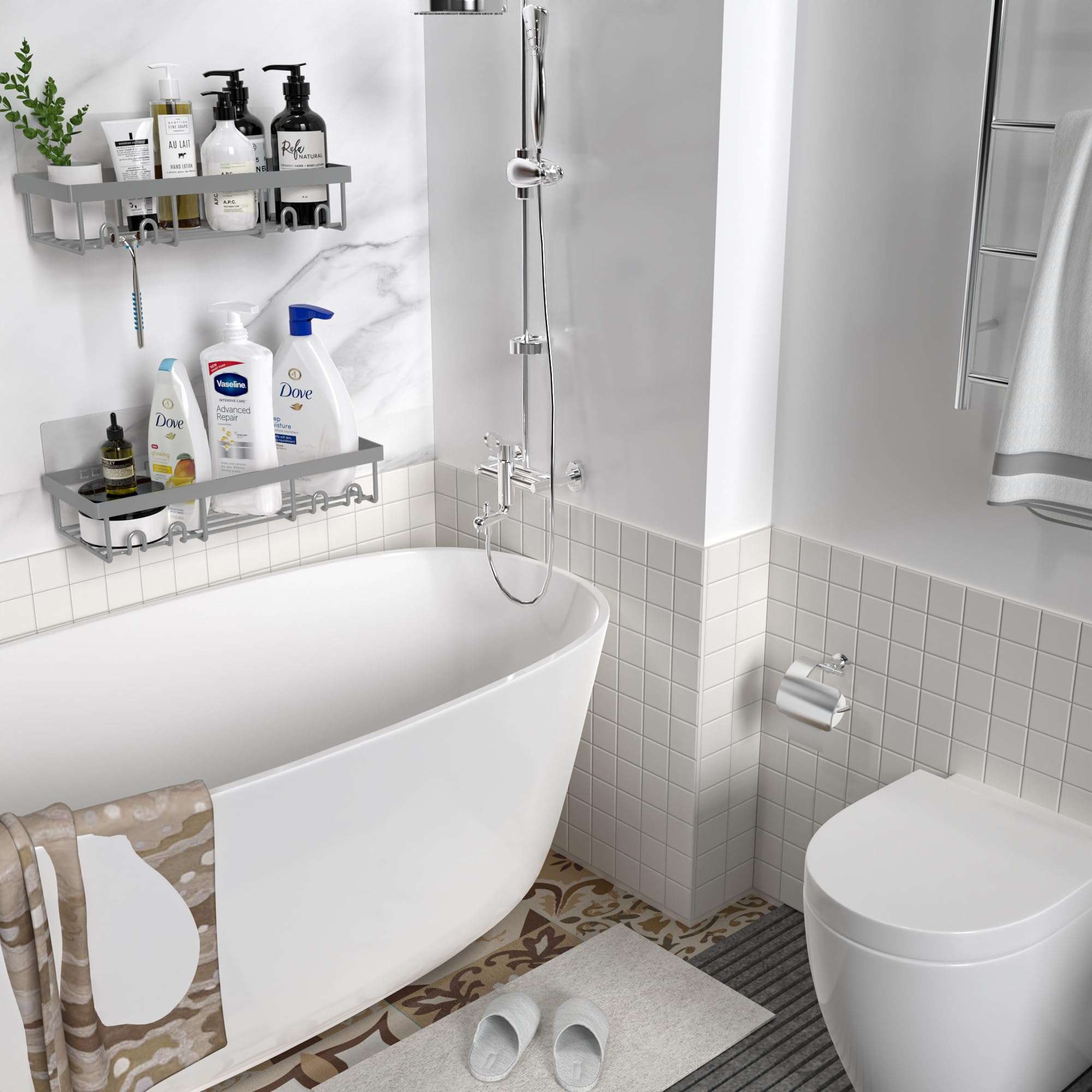 Moforoco Adhesive Shower Caddy Shelf Organizer - Decor by Handbags Specialist Headquarter | Available at Handbags Specialist Headquarter