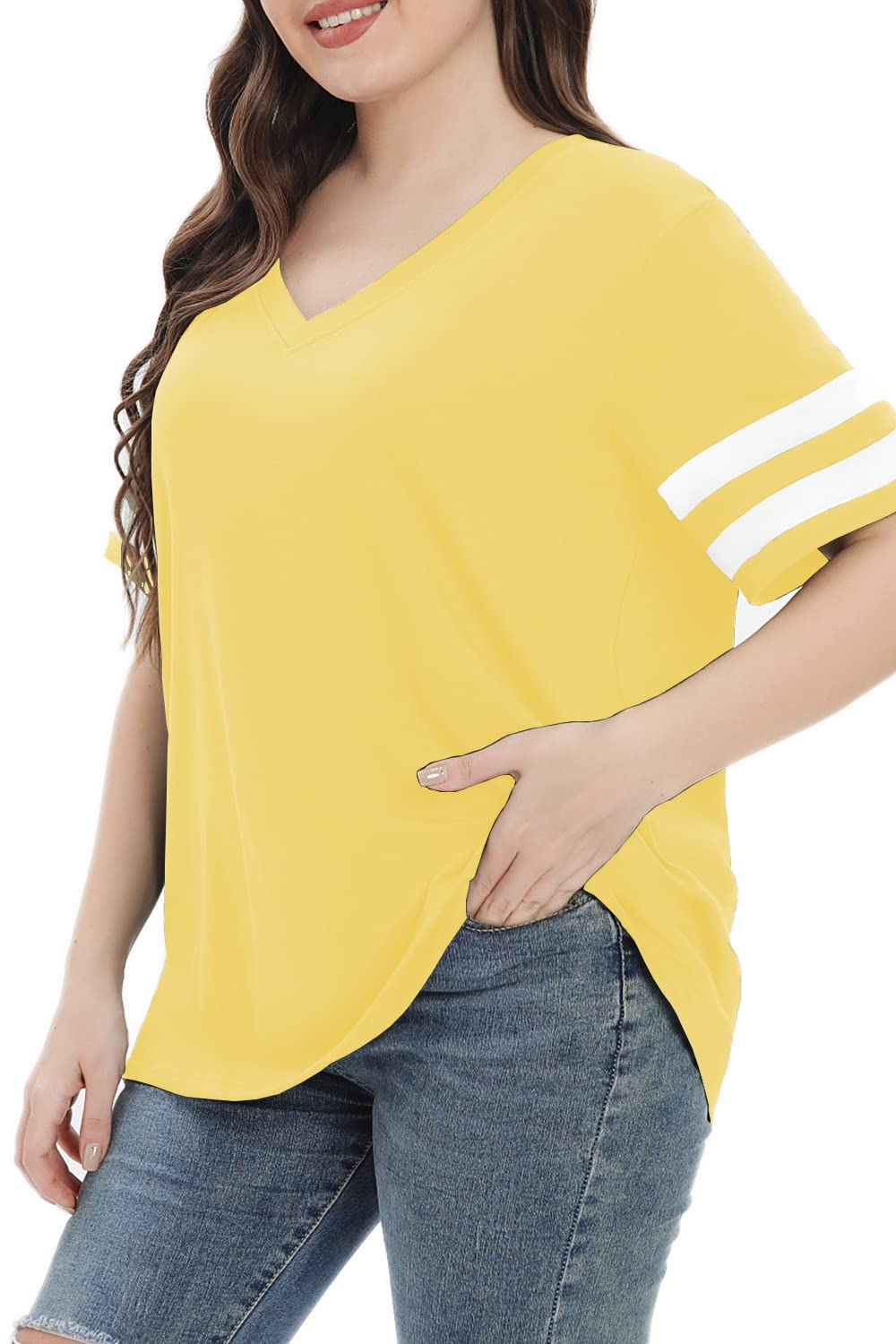 Summer V-Neck Plus Tunic Tee for Women 1X-5X - Woman T-Shirt by Handbags Specialist Headquarter | Available at Handbags Specialist Headquarter