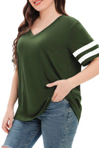 Summer V-Neck Plus Tunic Tee for Women 1X-5X - Woman T-Shirt by Handbags Specialist Headquarter | Available at Handbags Specialist Headquarter
