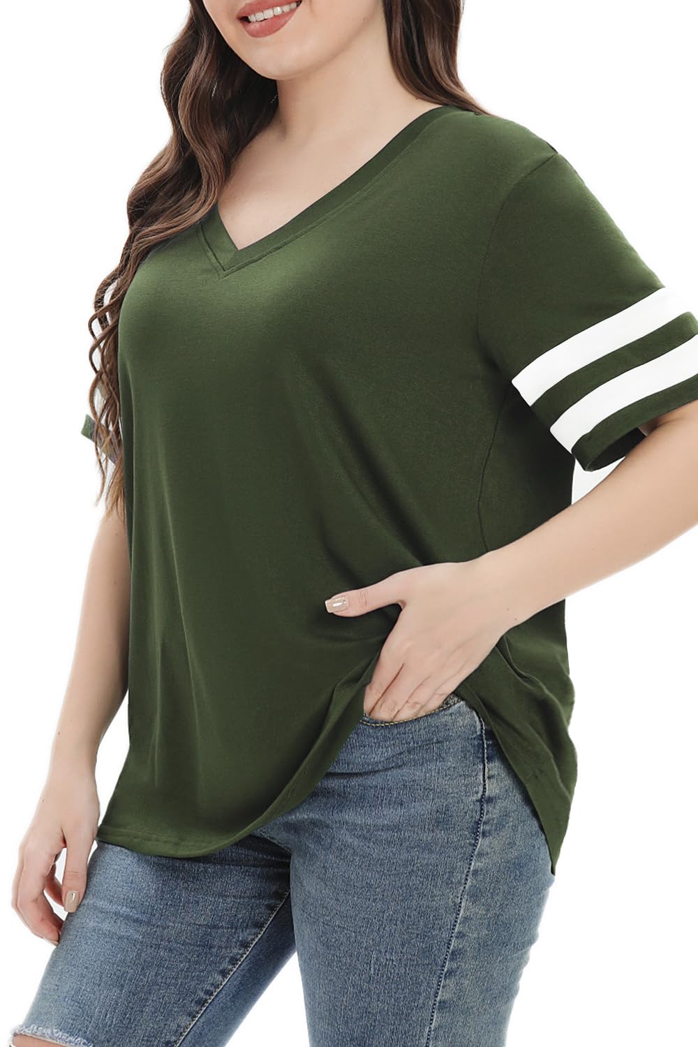 Summer V-Neck Plus Tunic Tee for Women 1X-5X - Woman T-Shirt by Handbags Specialist Headquarter | Available at Handbags Specialist Headquarter