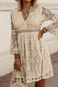 Lace V-Neck Three-Quarter Sleeve Dress - Dresses by Trendsi | Available at Handbags Specialist Headquarter